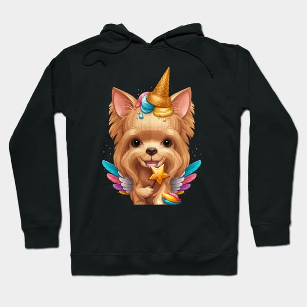 Yorkshire Terrier Ice Cream Unicorn Hoodie by stonemask